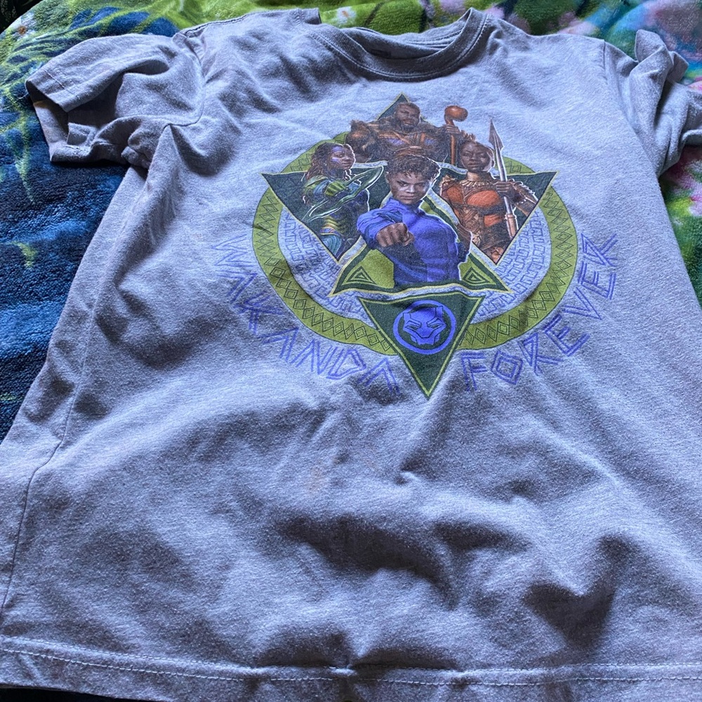 Marvel Gray Wakanda Forever Kids Short Sleeve Tee
